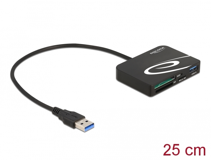 DeLOCK Lecteur pour cartes de mémoire XQD / SD / Micro SD + port USB Type A Neuf
