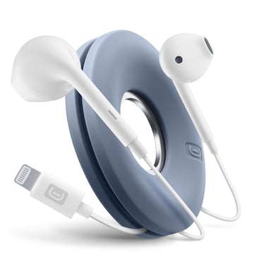 Cellularline HOOP Casque filaire stéréo pour iPhone, avec technologie antibactérienne Microban® intégrée et enrouleur de cordon.