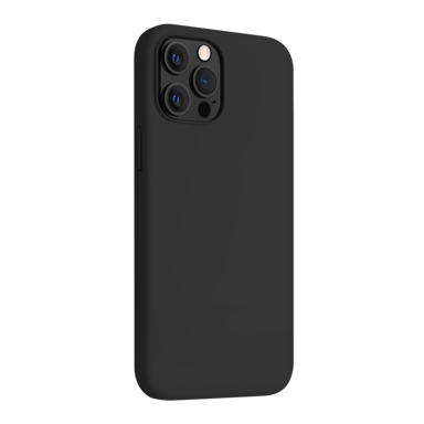 (O) Custodia antiurto in silicone gel morbido per Apple iPhone 12 Pro Max, nero satinato