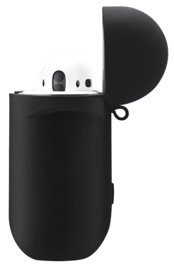 (O) Custodia di ricarica wireless per Apple AirPods in morbido silicone gel, nero satinato