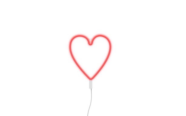 GINGA LED Décorative Cœur – Lampe Design, Alimentation Piles ou USB-A, Éclairage Ambiance -Rouge