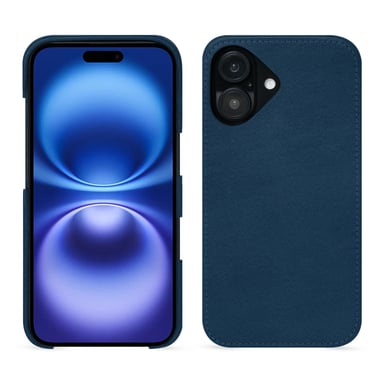 Coque cuir Apple iPhone 16 -  - Blu mediterran ( Pantone #0E3043 ) - Cuir lisse premium