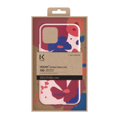 Carcasa antibacteriana vegana orgánica 100% cero residuos para Apple iPhone 11 Pro, rosa petunia.