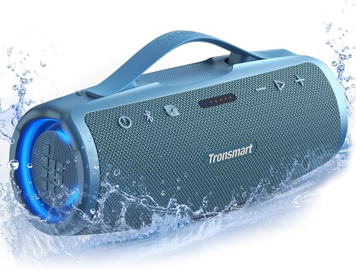 Tronsmart Mirtune S100 Haut-parleur Bluetooth portable, basses puissantes et aigus clairs, poignée rétractable, 20 heures d'autonomie, étanchéité IPX7, égaliseur personnalisé, banque d'alimentation