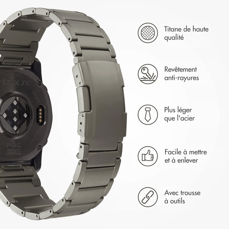 Bracelet Garmin 26mm Acier Titane mat - vue 6