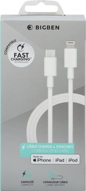 Bigben Connected CABMFIC2MW câble Lightning 2 m Blanc