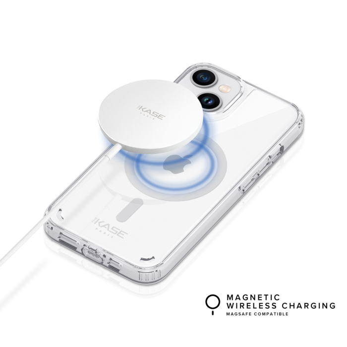 Coque antibactérienne antichoc magnétique invisible pour Apple iPhone 14, Transparente