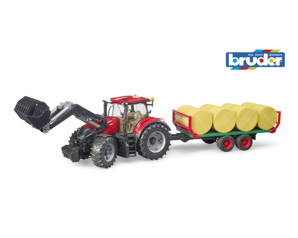 TRACTEUR CASE IH OPTUM 300 CVX avec fourche et remorque à balles