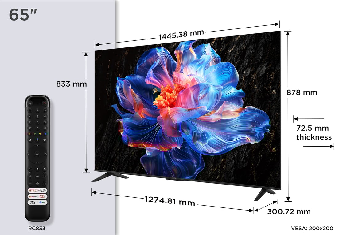 TV HDR Tcl 65P69K 165 cm 4K UHD 2025 Aluminium brossé - vue 4