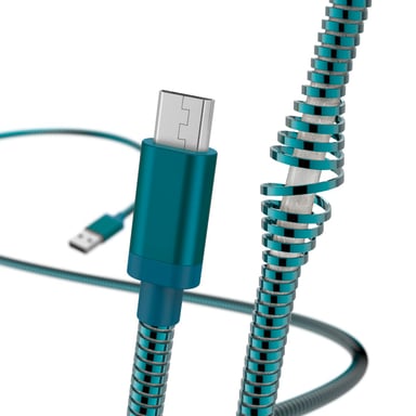 Câble de charge/données Métal, micro-USB, 1,5 m, bleu