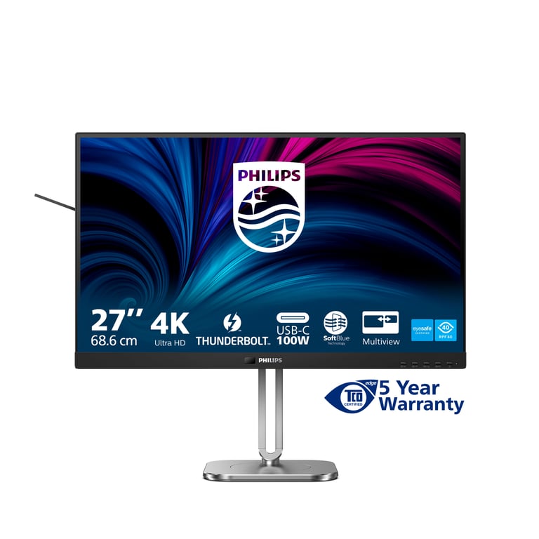 Philips 27B2U6903 Moniteur Ultra HD 27 Pouces Haut Parleur Haut Parleur 3840x2160 60 Hz 2X HDMI DisplayPort Thunderbolt 4 RJ45 hub USB - vue 5