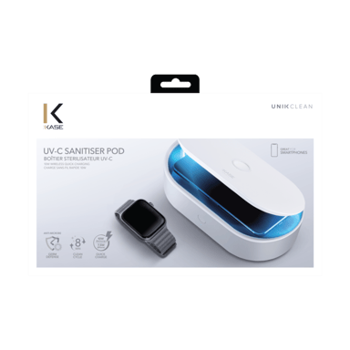 Caja esterilizadora UV-C con carga inalámbrica rápida (7,5 W/10 W), Blanca