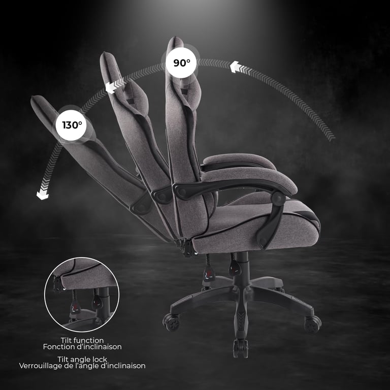 Chaise Gaming Spirit Of Gamer Arena Tissu Microfibre et Réglable en Hauteur - vue 4