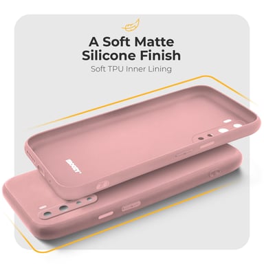 Moozy Minimalist Series Coque en silicone pour OnePlus Nord, Rose Beige – Finition mate fine et souple en TPU