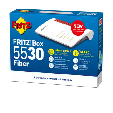 Box FRITZ! 5530 (WITH SFP XGSPON) router inalámbrico Gigabit Ethernet Doble banda (2,4 GHz / 5 GHz) Blanco
