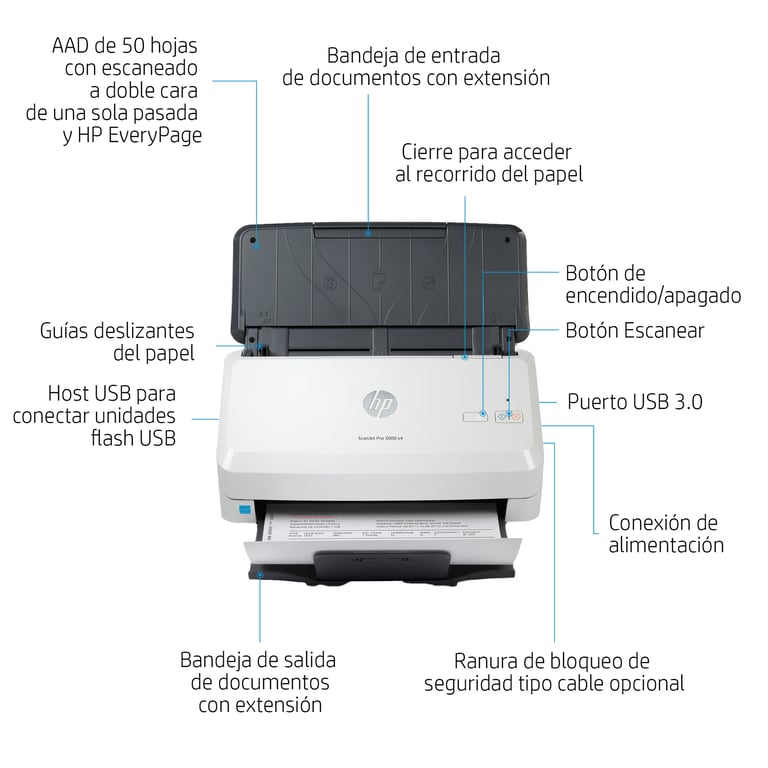 HP ScanJet Pro 3000 s4 Scanner à défilement A4 jusqu'à 40 ppm80 ipm 600 x 600 DPI Neuf - vue 2