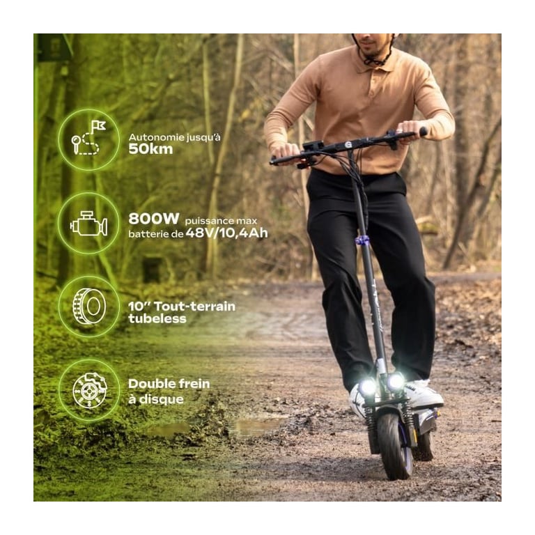 Trottinette électrique URBANGLIDE ECROSS ONE Pneus 10 Max 25 kmh Autonomie jusqu’à 50 km - vue 3