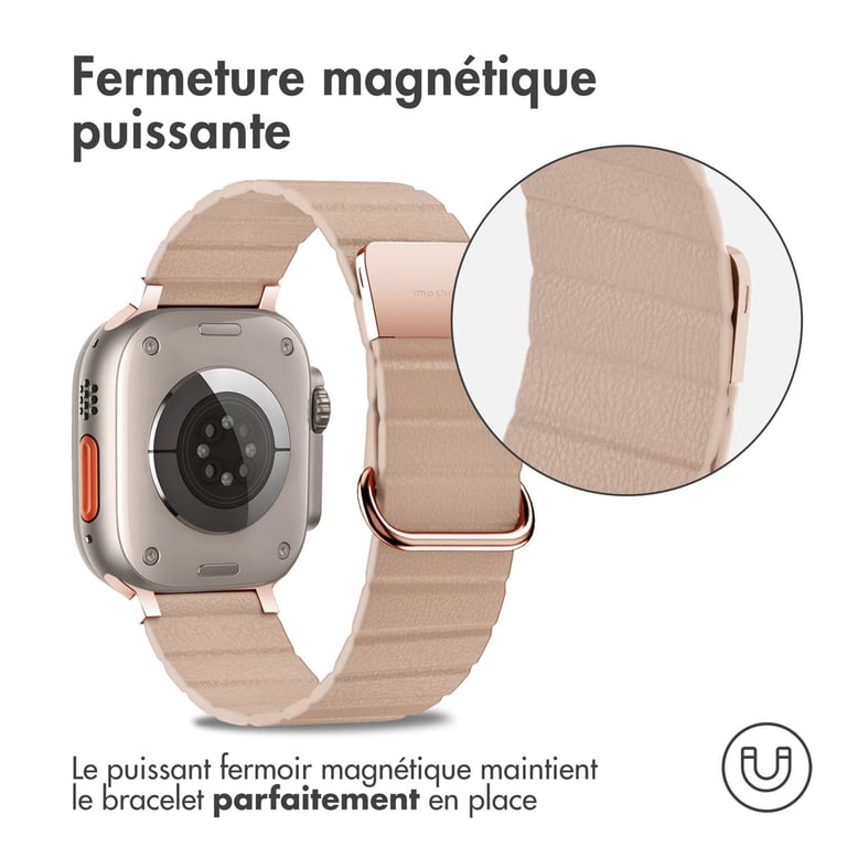 imoshion Bracelet en cuir magnétique pour 'Apple Watch Series 1 10 / SE / Ultra 2 4244454649 mm Neuf - vue 9