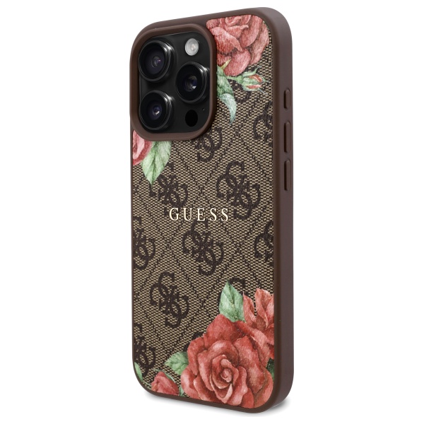 Coque pour iPhone 16 Pro Max Guess Hardcase 4G Flower Print Flower Print MagSafe GUHMP16XP4ROPEMCP - vue 3