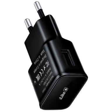 iLike ITC01 USB 1A Plug Charger Universel pour tous les appareils électroniques mobiles et domestiques 4,7-5,2 V Noir