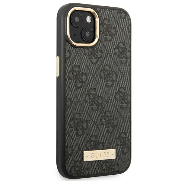 iPhone 14 Plus Coque MagSafe GUESS Monogramme 4G & Plaque Logo Dorée - vue 4