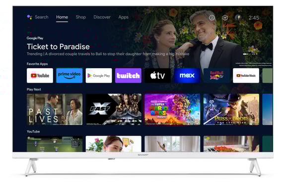 Sharp 32'' HD Ready Android TV 81,3 cm (32'') Smart TV Wifi Blanco