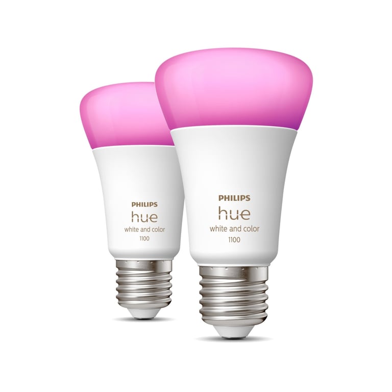 Pack de 2 ampoules connectées Philips Hue White et Color Ambiance E27 75W Blanc - Personnalisation de l'éclairage - Neuf