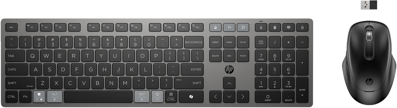 HP Combinazione di tastiera e mouse wireless ricaricabili multidispositivo 725 Neuf
