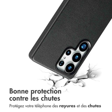 Accezz Coque arrière en cuir avec Magsafe pour Samsung Galaxy S25 Ultra - Onyx Black