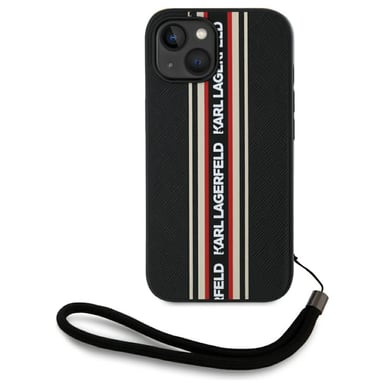 Custodia Karl Lagerfeld Saffiano Athleisure Stripes Cord per iPhone 15 nero