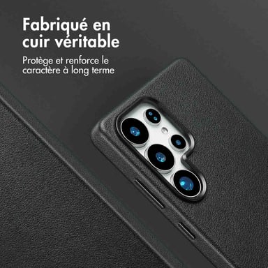 Accezz Coque arrière en cuir avec Magsafe pour Samsung Galaxy S25 Ultra - Onyx Black