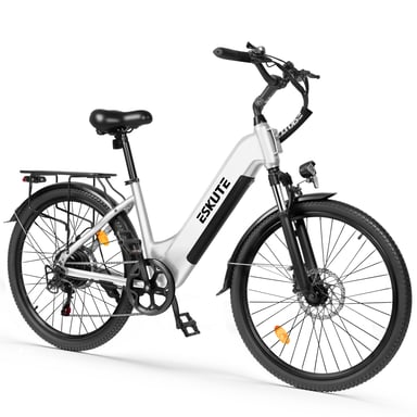 Bicicletta elettrica urbana ESKUTE C202, motore da 250 W, batteria rimovibile da 48 V 17,5 Ah - bianca
