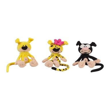 Lot de 3 peluches Marsupilami - JEMINI - Bibi, Bobo et Bibu - 17 cm