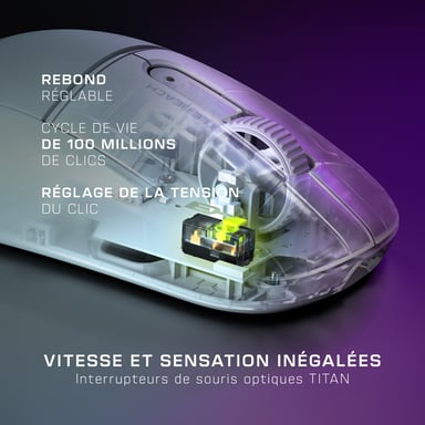 Turtle Beach Burst II Air - Souris gaming sans fil 2,4 GHz : ultralégère avec 47 g, touches optiques, symétrique, capteur optique 26 000 PPP, Bluetooth, autonomie 120h, câble USB-C - Blanc