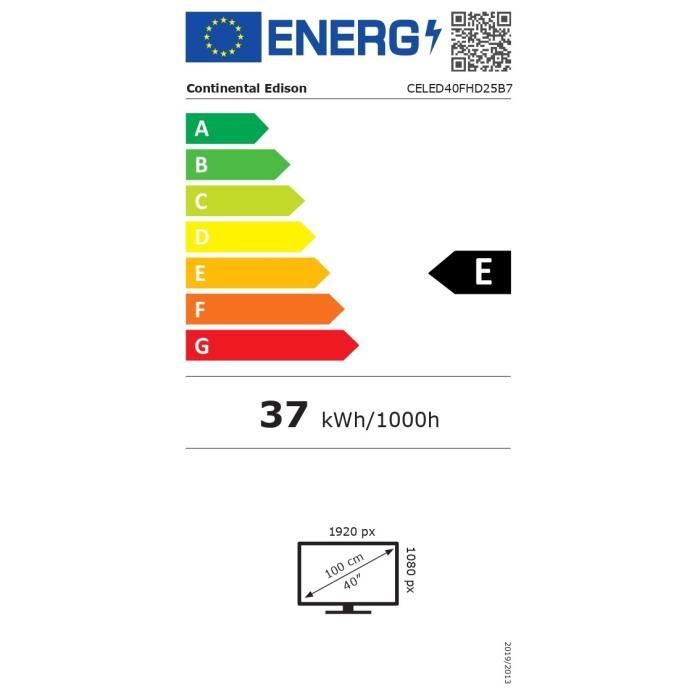 TV LED FHD CONTINENTAL EDISON 40“ 102 cm 2xHDMI 2xUSB CELED40FHD25B7 - vue 3