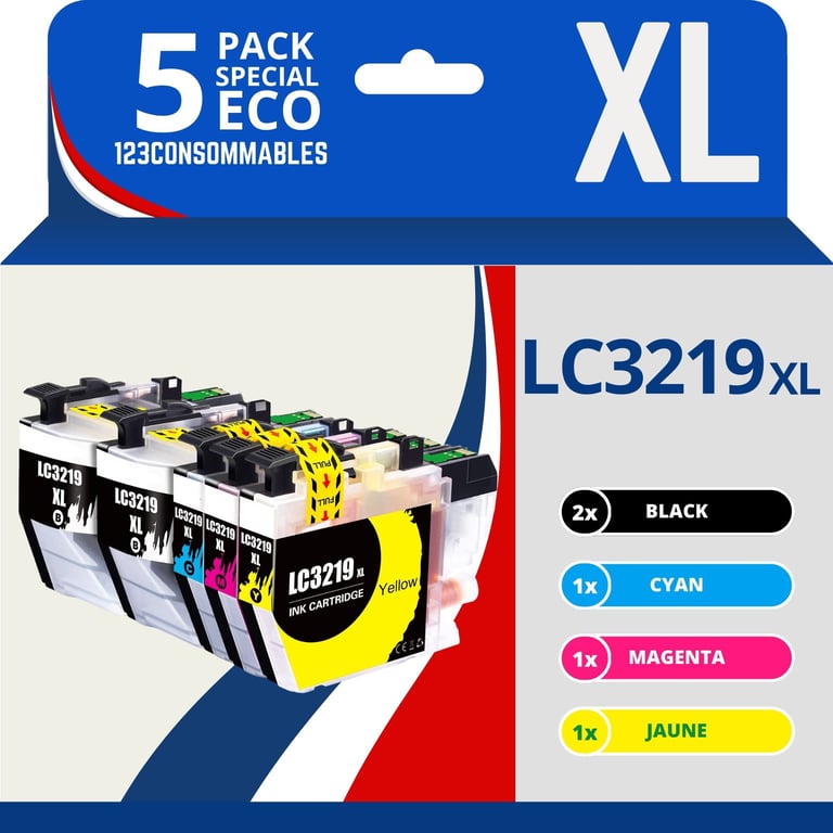 123CONSOMMABLES LC3219XL Cartouches encre compatible avec Brother LC3219XL LC3219 LC3217 pour Brother MFC J5330DW J5730DW J6930DW J5930DW J6530DW J6935DW 1 / 1 Cyan / 1 / 1 Jaune Neuf - vue 3