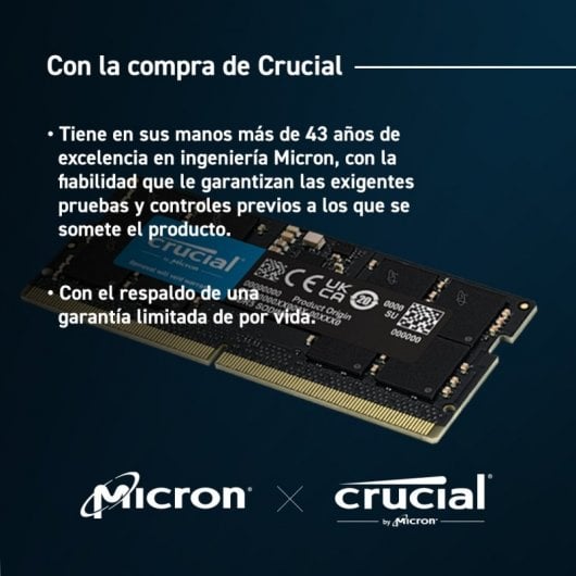 Crucial CT16G56C46S5 module de mémoire 1 x DDR5 5600 MHz ECC Neuf - vue 2