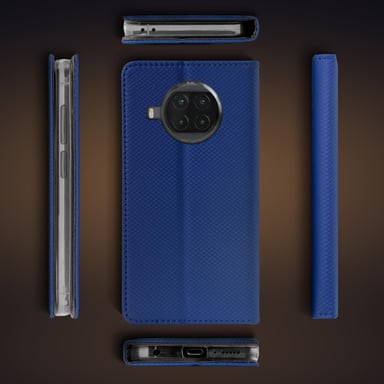 Moozy Case Flip Cover pour Xiaomi Mi 10T Lite 5G, Bleu foncé - Étui à rabat magnétique intelligent avec porte-carte et support