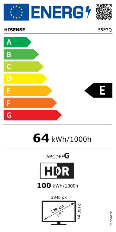 Hisense 55E7Q 139,7 cm (55 ) 4K Ultra HD Smart TV Wifi Noir - Neuf