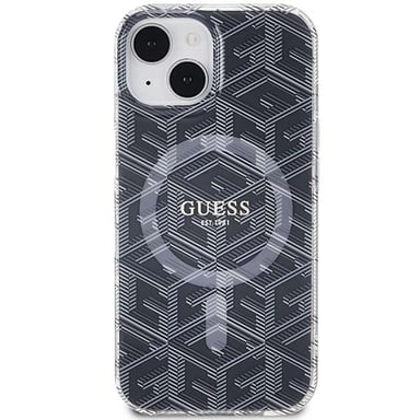 Custodia Guess per iPhone 15 6,1'' nero Custodia rigida IML GCube MagSafe