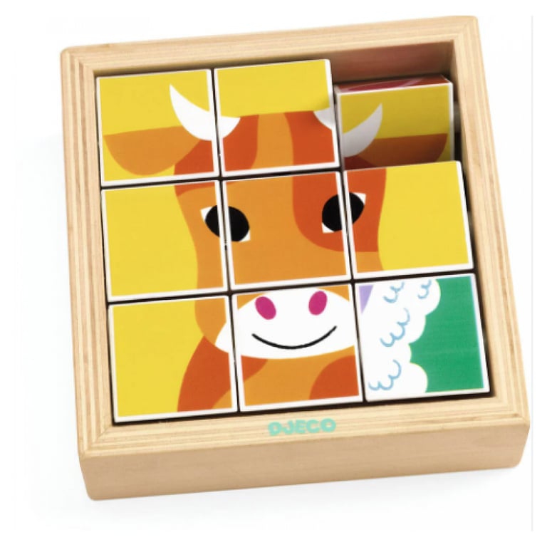 Puzzle en Bois Tournanimo : 9 Cubes Animaux Amusants Neuf