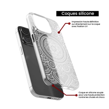 Funda de silicona - Compatible con Apple iPhone 17 - diseño mandala blanc