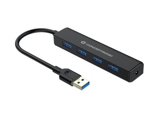 Conceptronic C4PUSB3 hub de interfaz USB 3.2 Gen 1 (3.1 Gen 1) Type-A 5000 Mbit/s Negro