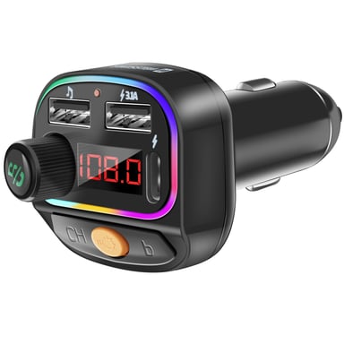 Swissten Transmisor FM Bluetooth 5.3 carga rápida 15.5W RGB MP3 Negro