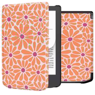 imoshion Design Slim Hard Case Sleepcover pour Pocketbook Verse / Verse Lite / Verse Pro / Vivlio Light / Light HD - Orange Flowers Connect