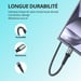 Câble USB 3.0 vers USB-C BWOO 1m noir - Charge rapide 60W - Nylon tressé et aluminium