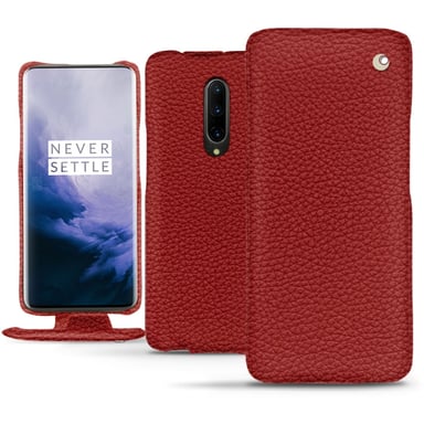 Housse cuir OnePlus 7 Pro - Rabat vertical - Rouge - Cuir grainé