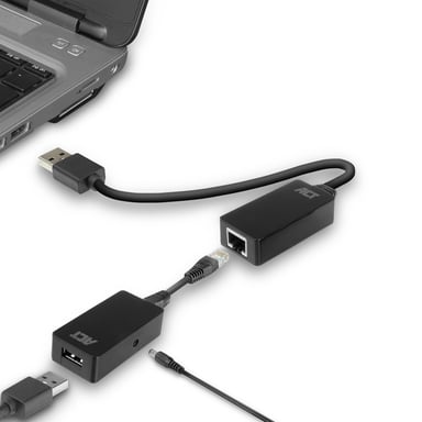 ACT AC6063 changeur de genre de câble USB A RJ-45 Noir