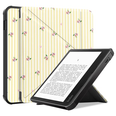 imoshion Étui de liseuse portefeuille design Pliable pour Kobo Libra Colour - Garden Stripes