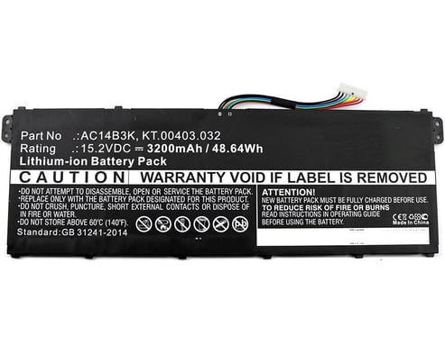 CoreParts MBXAC-BA0043 ricambio per laptop Batteria (Laptop Battery for Acer 49Wh - Li-ion 15.2V 3200mAh Black, - 49Wh Li-ion 15.2V 3200mAh Black, Aspire ES15, Aspire ES1-572, Aspire - Warranty: 12M)